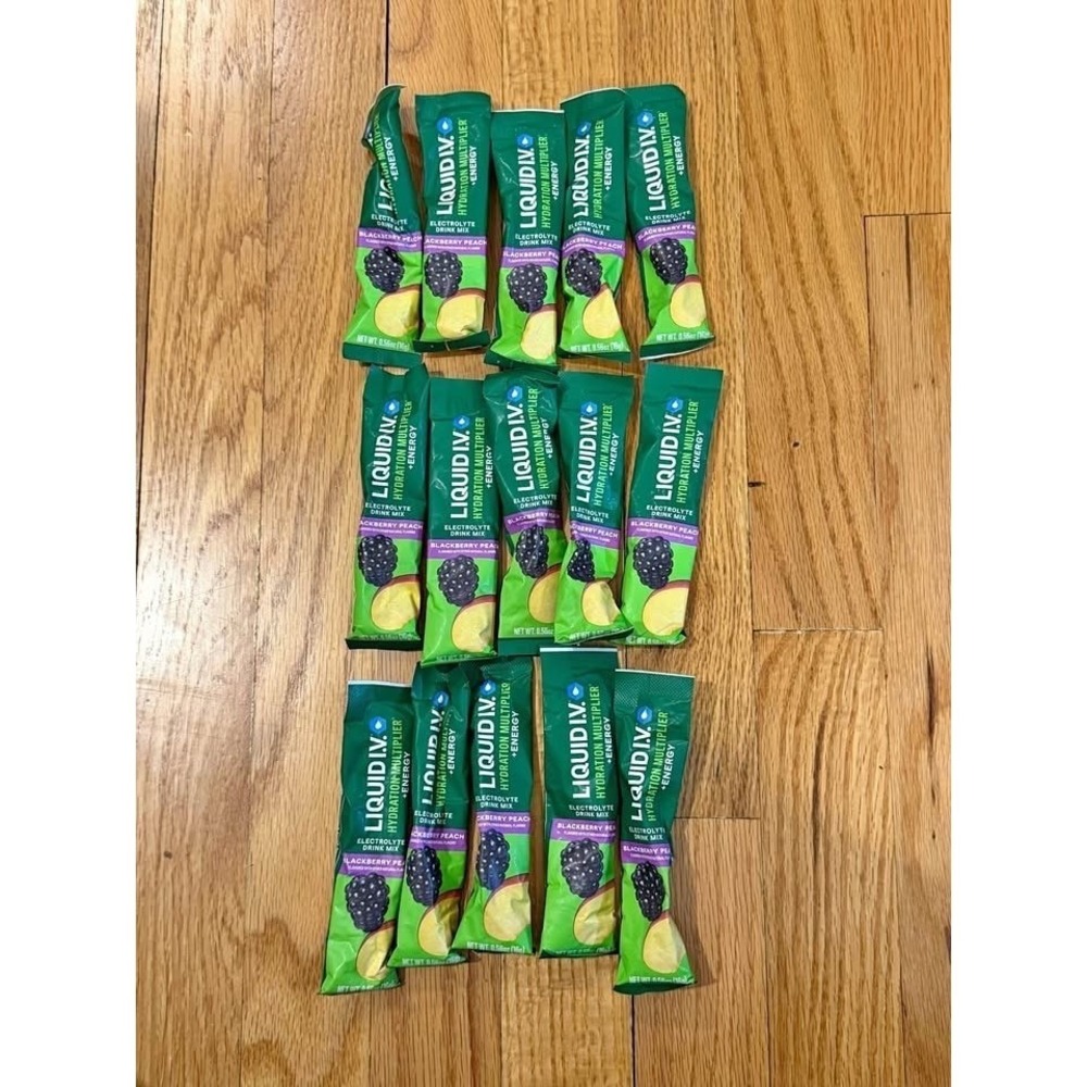 Liquid IV hydration multiplier energy electrolyte 15 blackberry peach packets